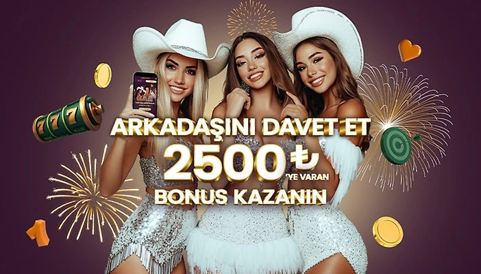 DaVegas arkadaşını davet et kampanyası 2500 TL'ye varan davet bonusu görseli