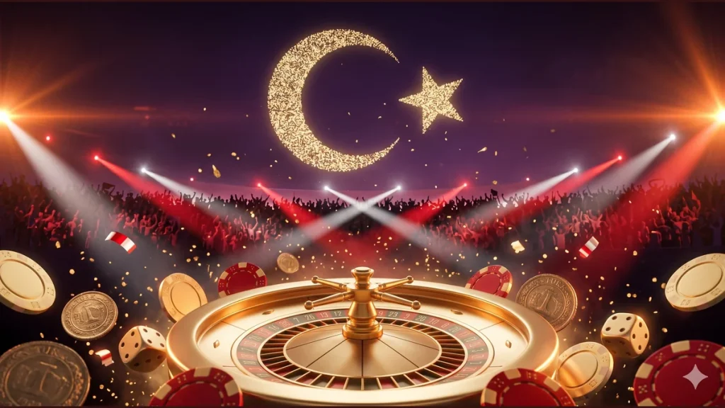 Türkiye Dünya Kupası 2026 DaVegas maç gecesi rulet masası ay-yıldız ve tribün coşkusu