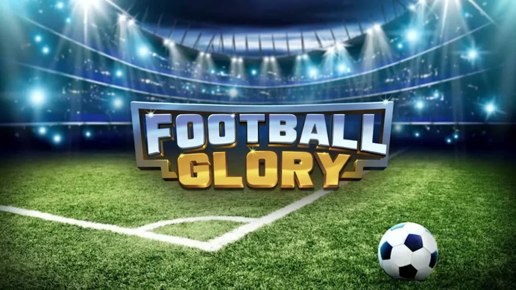 Football Glory Yggdrasil slot kapak görseli, stadyum ışıklarıyla aydınlatılan futbol slotu