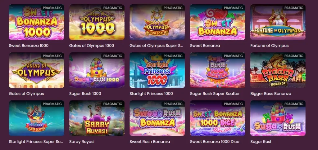 Free spin veren siteler arasında DaVegas'ın Pragmatic slotları: Sweet Bonanza 1000, Gates of Olympus 1000, Sugar Rush 1000